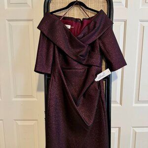 NWT--Teri Jon Rickie Freeman Retro Party Dress | Merlot | US 8